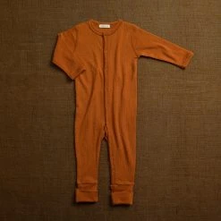SISKIN Merino Wool Rib Pyjamas / Romper - Rust