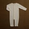 SISKIN Baby Wool Merino Wool/Silk Pointelle Pyjamas/ Romper - Pearl