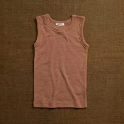 SISKIN Merino Wool/Silk Pointelle Vest - Rosewood Kids Wool