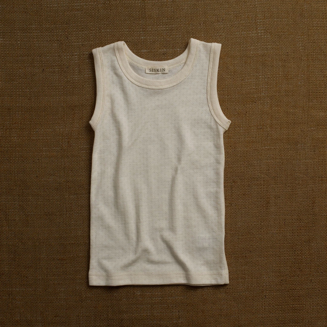 SISKIN Merino Wool/Silk Pointelle Vest - Pearl