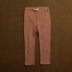 SISKIN Kids Wool Merino Wool/Silk Pointelle Leggings - Rosewood