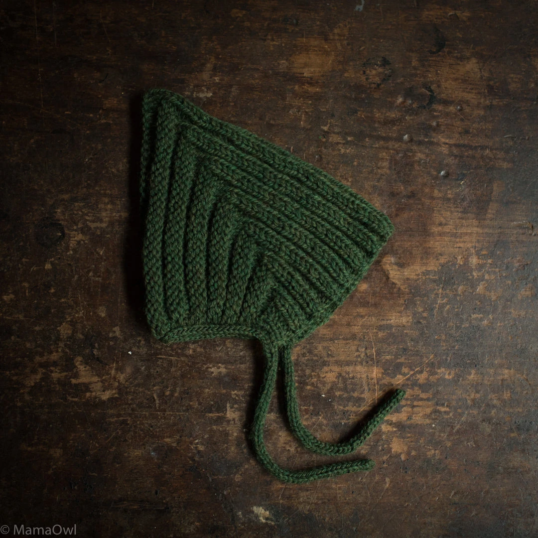 Typically Red Hand Knit Wool Chunky Pixie Hat - Moss Baby Wool