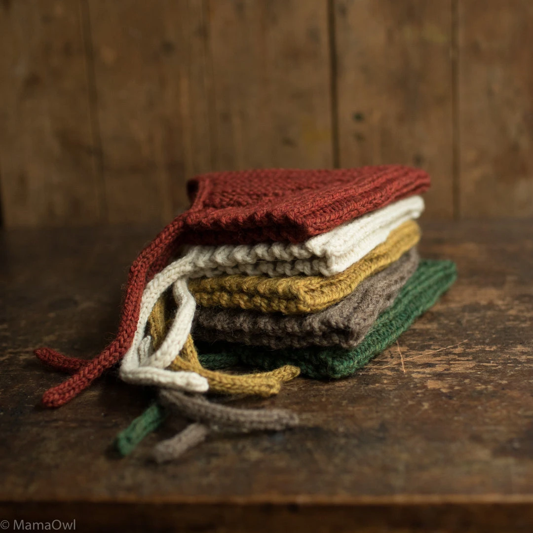 Typically Red Hand Knit Wool Chunky Pixie Hat - Moss Baby Wool