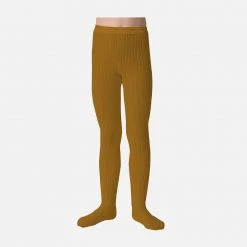 Collegien Babies & Kids Rib Tights - Mustard Cotton & Linen