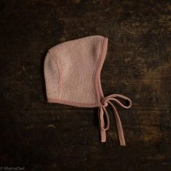Disana Organic Merino Wool Knitted Bonnet - Rose/Natural