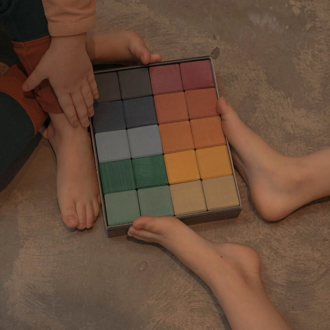 Raduga Grëz Handmade Wooden 20 Piece Cube Set - Earth Toys