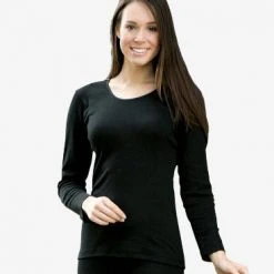 Engel Women's Organic Merino Wool & Silk LS Top - Black Adults