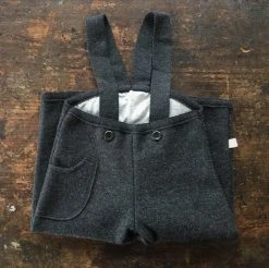 Disana Exclusive Organic Boiled Merino Wool Pocket Dungarees - Anthracite Baby Wool