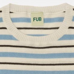 FUB SALE Organic Cotton Stripe Tee - Ecru/Cloudy Blue