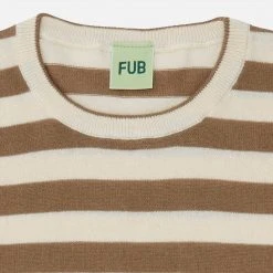 FUB SALE Organic Cotton Stripe Tee - Ecru/Camel