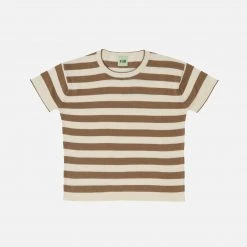 FUB SALE Organic Cotton Stripe Tee - Ecru/Camel
