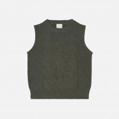 FUB Women's Merino Wool Vest - Green Melange