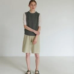 FUB Women's Merino Wool Vest - Green Melange