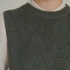 FUB Women's Merino Wool Vest - Green Melange