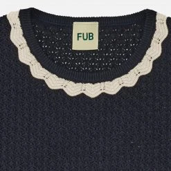 FUB Organic Cotton Pointelle Tee - Dark Navy