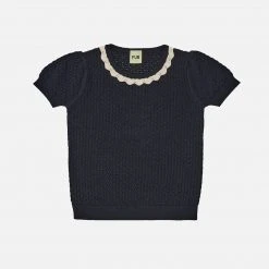 FUB Organic Cotton Pointelle Tee - Dark Navy