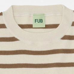 FUB Organic Cotton Stripe Top- Ecru/Camel
