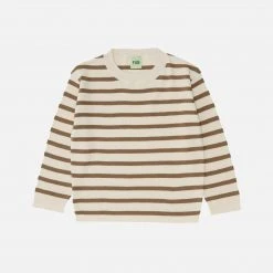 FUB Organic Cotton Stripe Top- Ecru/Camel