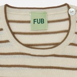 FUB Organic Cotton Sleeveless Stripe Body - Ecru/Camel