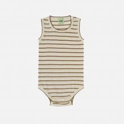 FUB Organic Cotton Sleeveless Stripe Body - Ecru/Camel