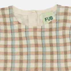 FUB Organic Cotton Check Romper - Apricot SALE