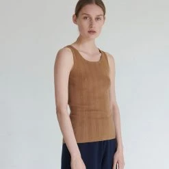 FUB Women's Organic Cotton Wide Rib Camisole - Camel SALE