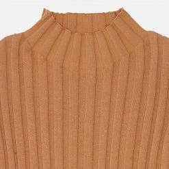 FUB Women's Organic Cotton High Neck Rib Top - Apricot