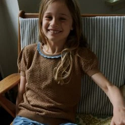 FUB SALE Organic Cotton Pointelle Tee - Camel