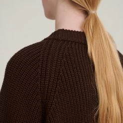 FUB Women’s Merino Wool Chunky Rib Sweater - Walnut Adults