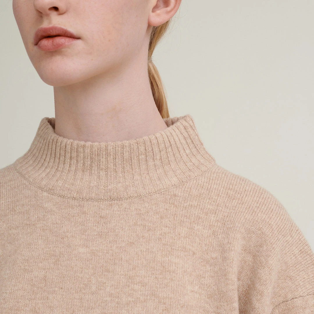 FUB Women’s Lambswool Turtleneck Sweater - Oatmeal Outlet