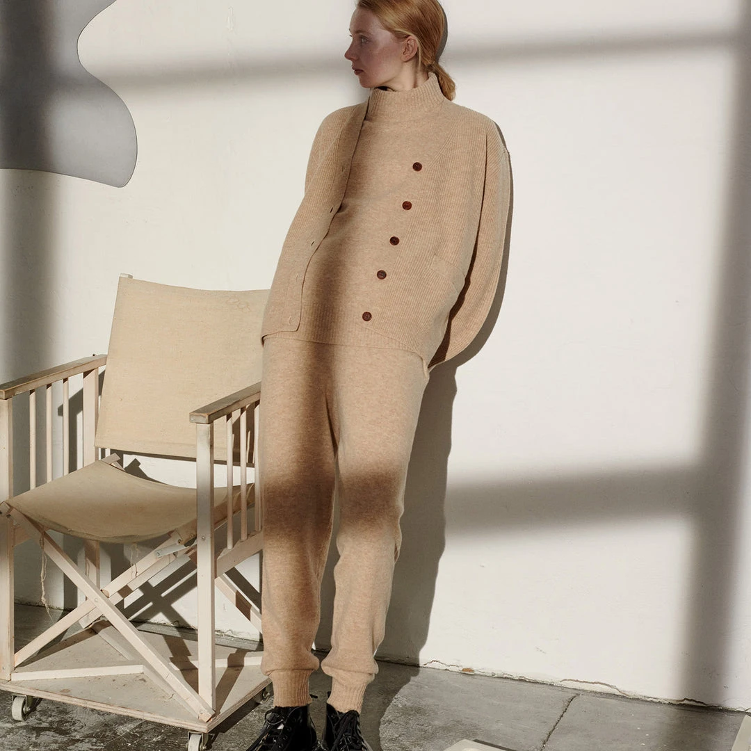 FUB Women’s Lambswool Turtleneck Sweater - Oatmeal Outlet