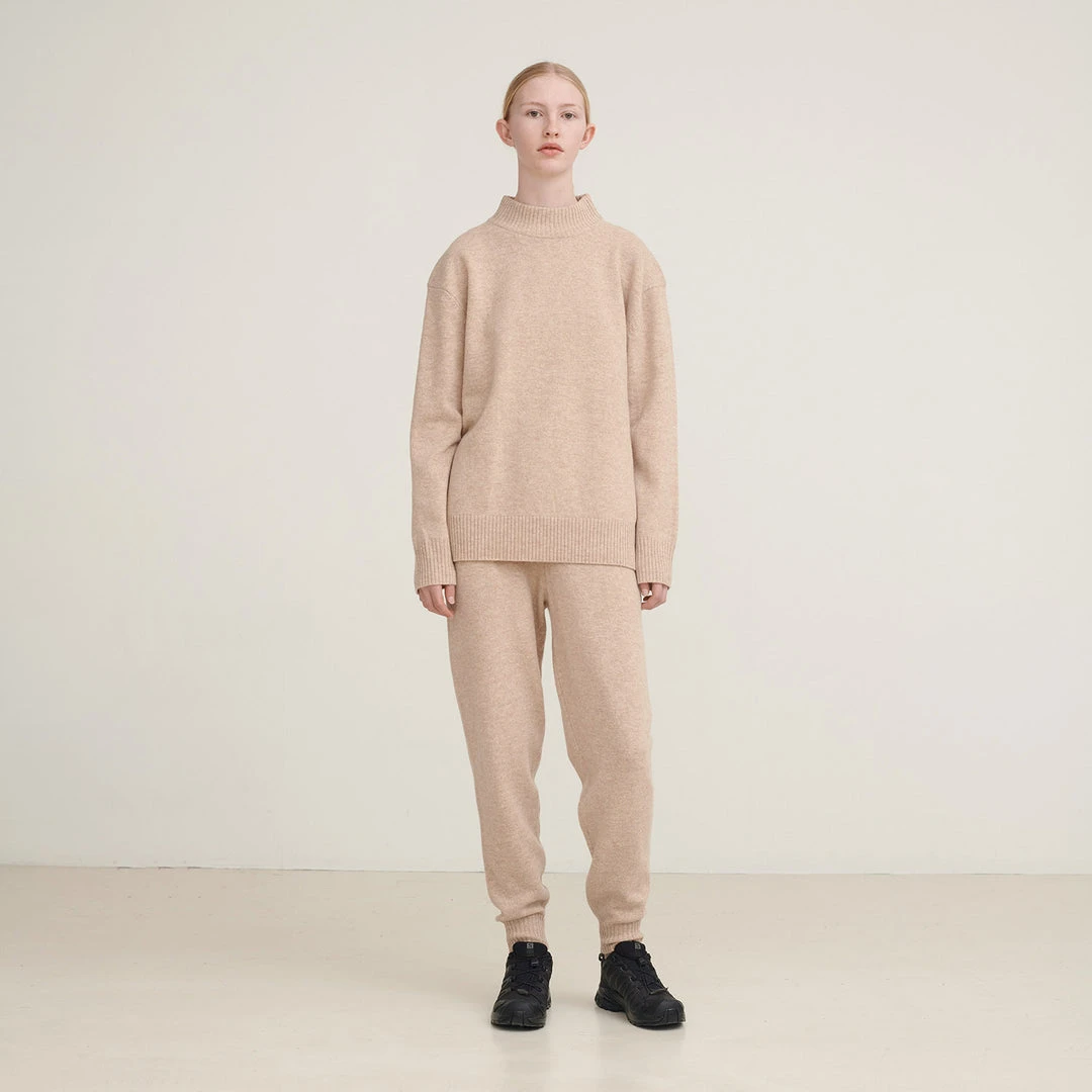 FUB Women’s Lambswool Turtleneck Sweater - Oatmeal Outlet