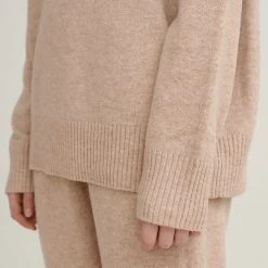 FUB Women’s Lambswool Turtleneck Sweater - Oatmeal Outlet