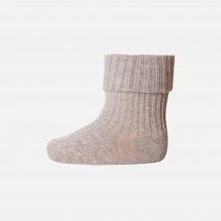MP Cotton & Linen Cotton Rib Ankle Socks - Light Brown Melange