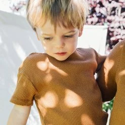 Matona Organic Cotton Rib Suna Tee - Toffee SALE