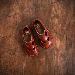 Pèpè Leather Bruno T-Bar - Chestnut Shoes