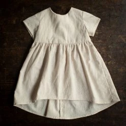 Tortoise & The Hare Hemp/Cotton Goldilocks Dress - Ivory Stripe Cotton & Linen