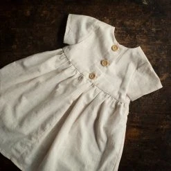 Tortoise & The Hare Hemp/Cotton Goldilocks Dress - Ivory Stripe Cotton & Linen