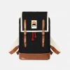 YKRA Cotton Canvas Matra Mini Backpack With Leather Strap & Base - Black