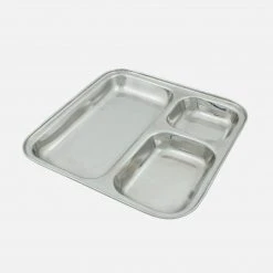 A Slice Of Green Stainless Steel Square Divided Plate