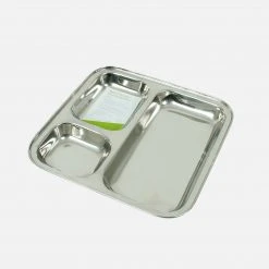 A Slice Of Green Stainless Steel Square Divided Plate