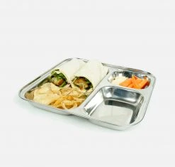 A Slice Of Green Stainless Steel Square Divided Plate