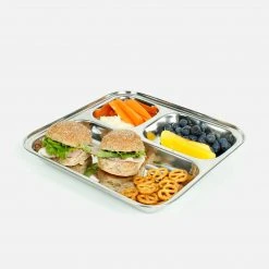 A Slice Of Green Stainless Steel Square Divided Plate