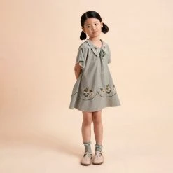 Apolina Cotton & Linen Cotton Konnie Kaftan Dress - Pebble