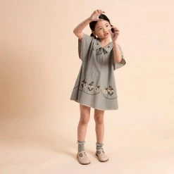 Apolina Cotton & Linen Cotton Konnie Kaftan Dress - Pebble