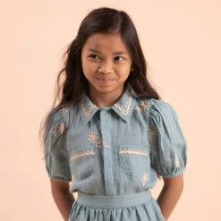 Apolina Organic Linen Ines Blouse - Pool