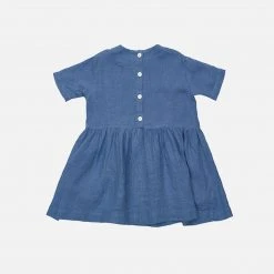 As We Grow SALE Linen SS Pocket Dress - Blue Nova