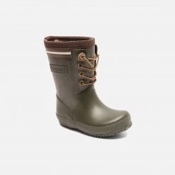 Bisgaard Shoes Natural Rubber Boots With Laces - Wool Lined - Green