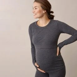 Boob Adults Merino Wool Maternity Top - Dark Grey Melange