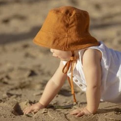 Briar Baby Linen Bucket Hat - Rust